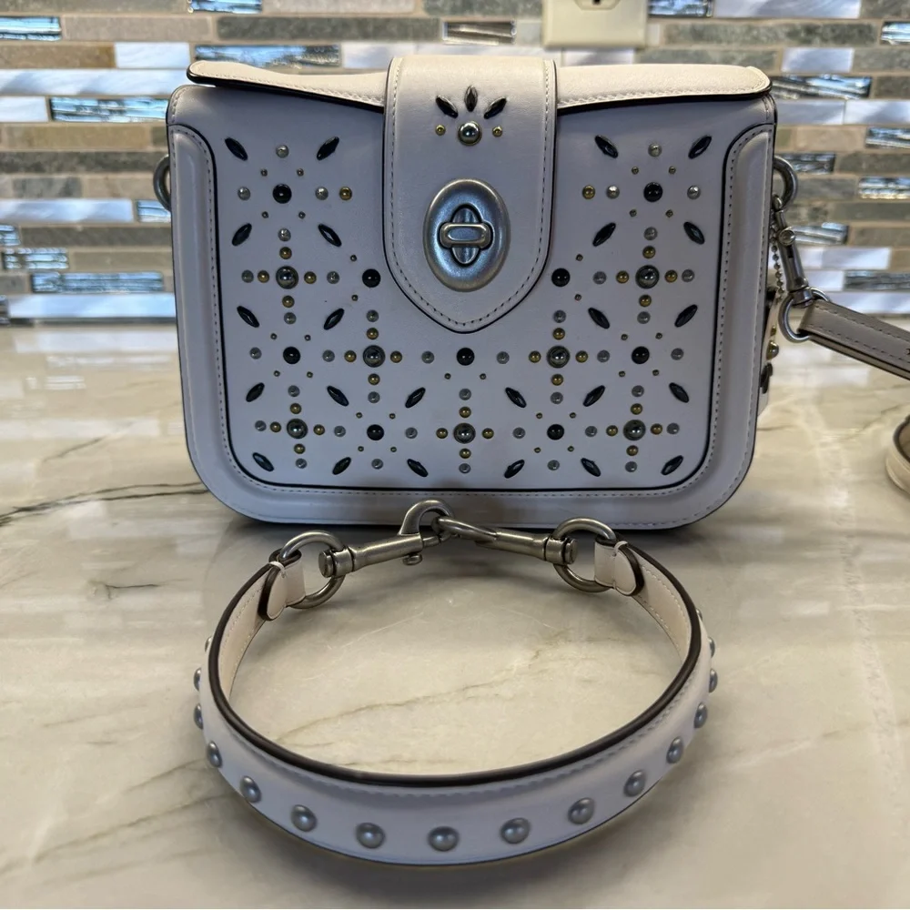 Coach White Studded Crossbody Bag - Picture 3 of 16